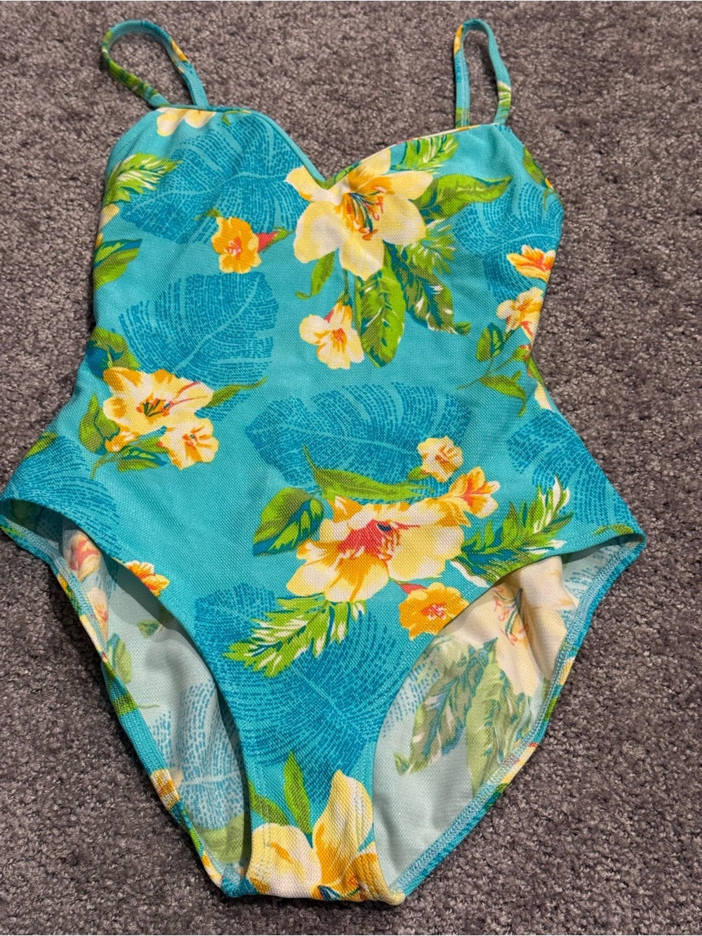 Liz Claiborne Turquoise Floral One-Piece Swimsuit